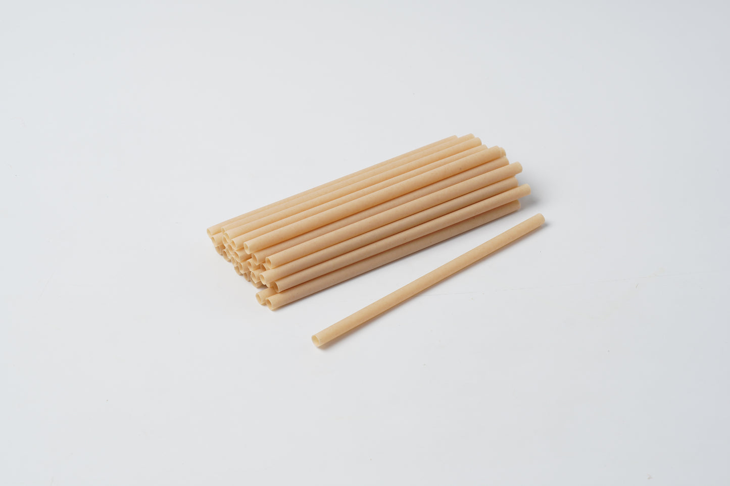 Straw Sugarcane 8×210mm Flat Cut Natural Paper UnWrapped