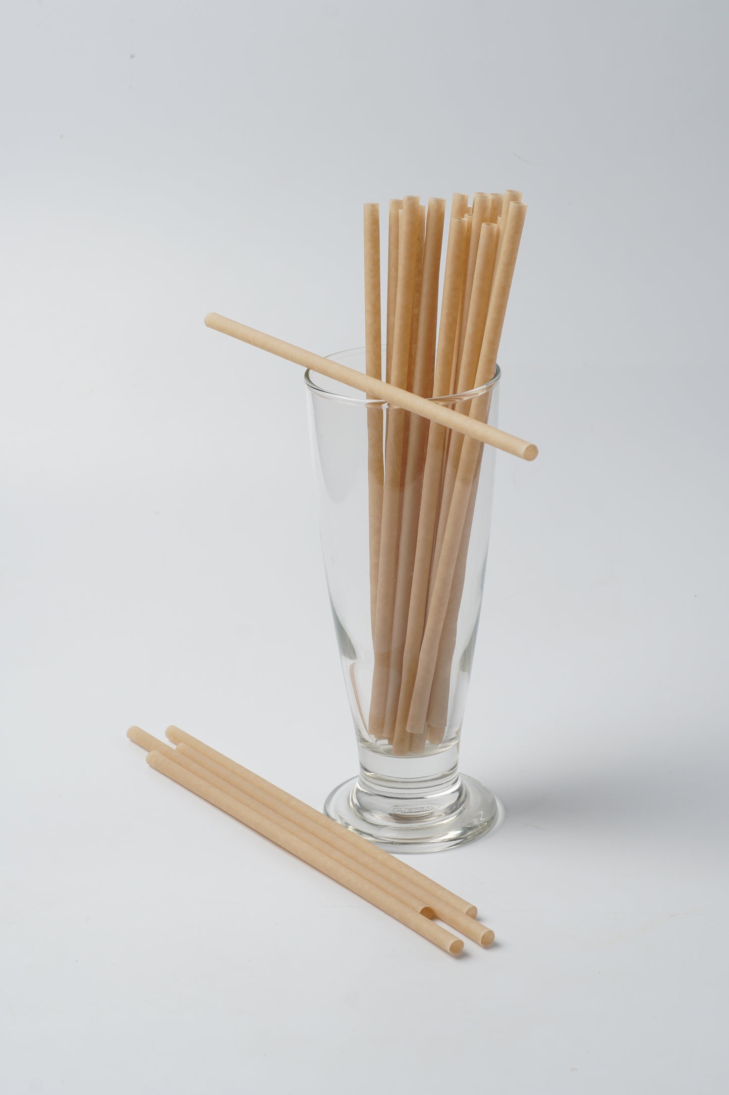 Straw Sugarcane 12×210mm Flat Cut Natural Paper UnWrapped