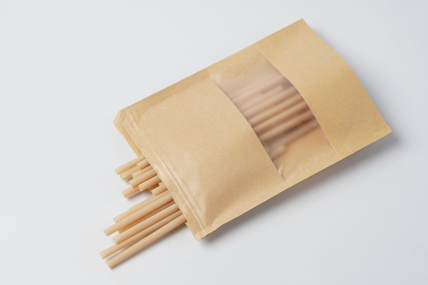 Straw Sugarcane 12×210mm Flat Cut Natural Paper UnWrapped