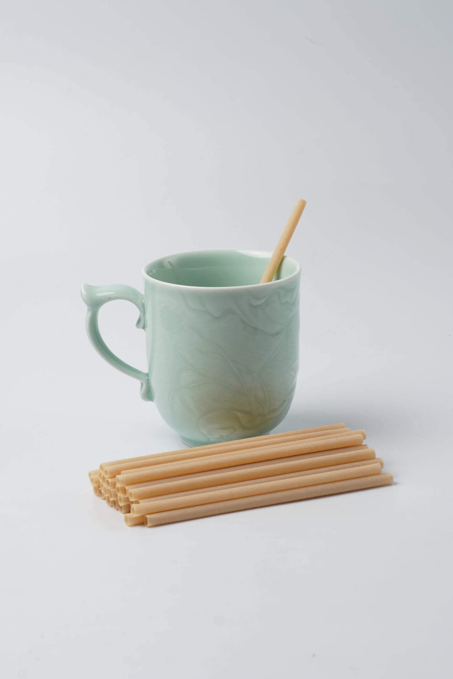 Straw Sugarcane 12×210mm Flat Cut Natural Paper UnWrapped