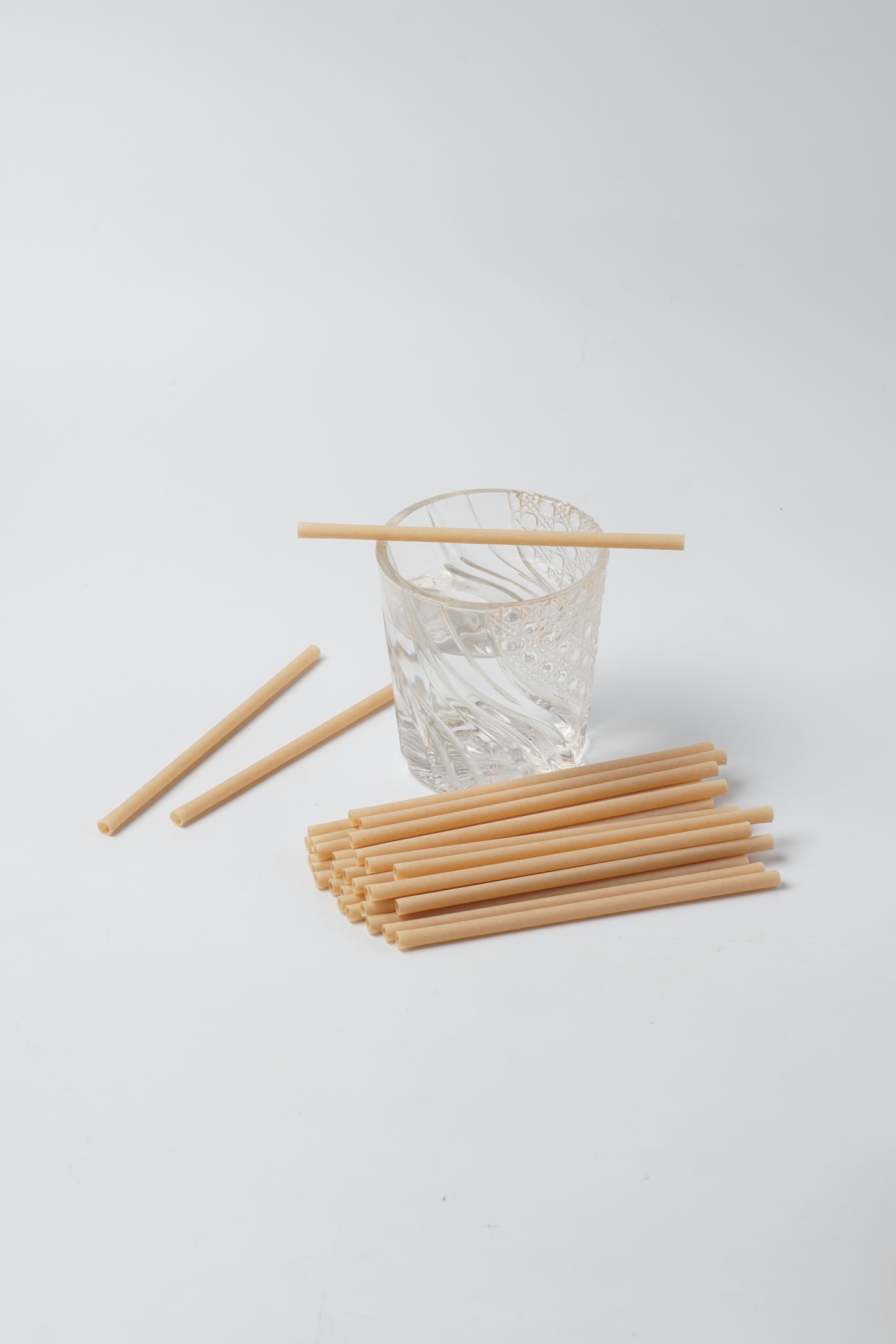 Straw Sugarcane 12×210mm Flat Cut Natural Paper UnWrapped